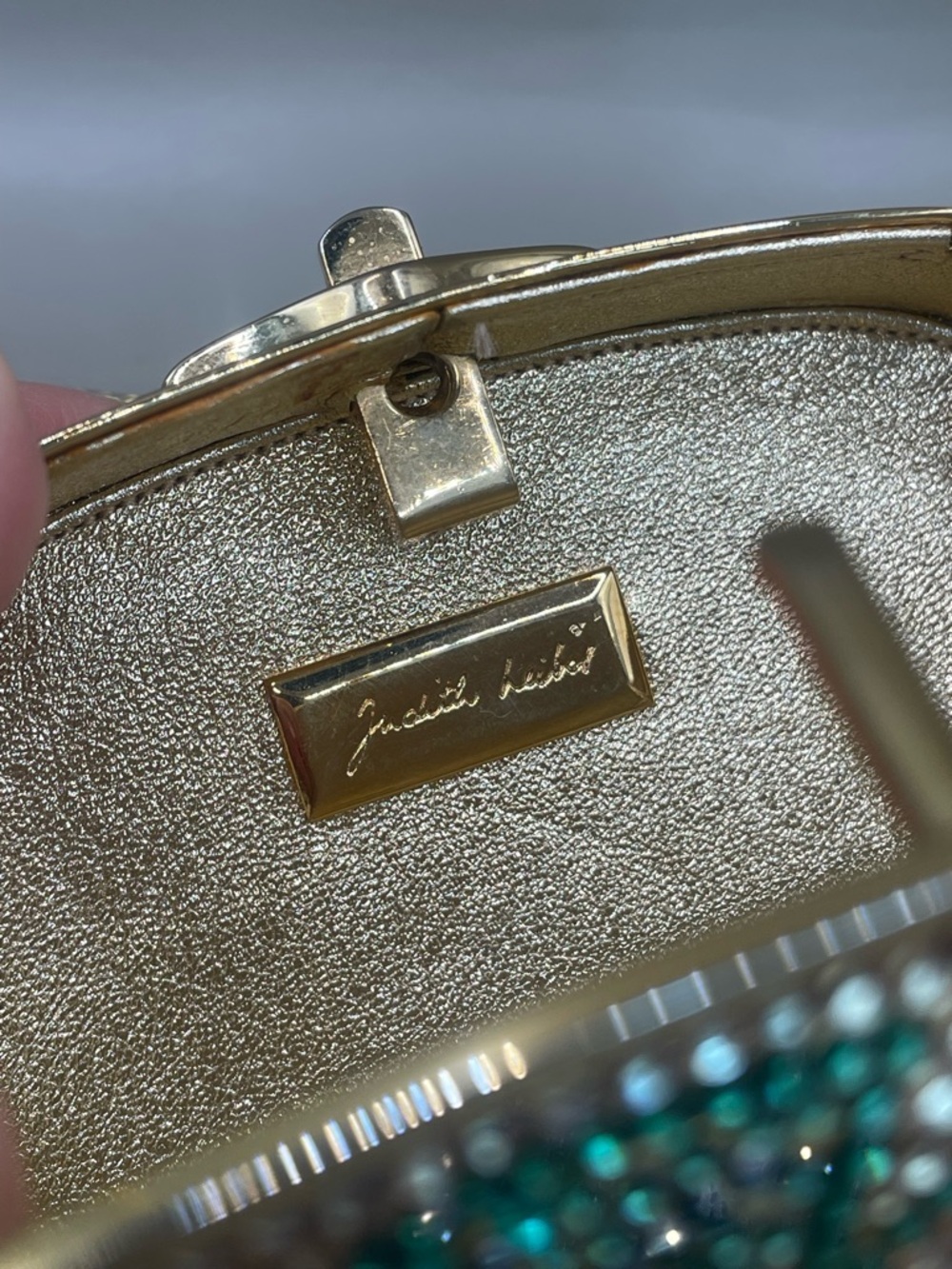 JUDITH LEIBER READ! USED Floral Swarovski Crystals GoldTone Shoulder Bag/Purse - Picture 13 of 15